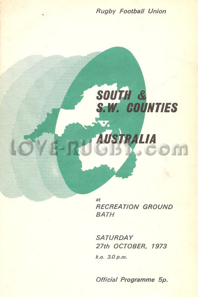 1973 South and South-West Counties (Eng) v Australia  Rugby Programme